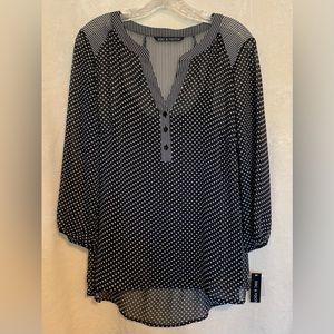 Zac & Rachel,  2pc. women’s black & white, sheer blouse with camisole